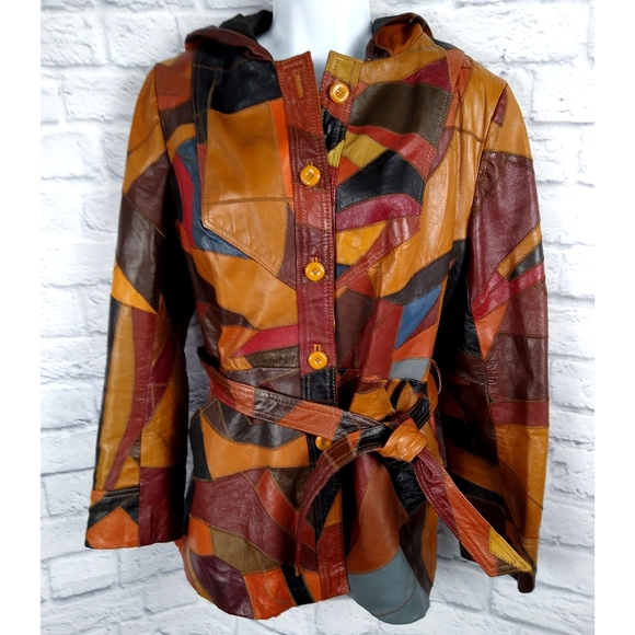 Unknown Jackets & Blazers - Vintage 1970's Boho Leather Patchwork Coat Jacket